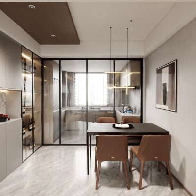 餐厨空间 餐厅 厨房 桌椅组合 