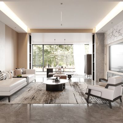 客厅 新中式客厅 多人沙发 