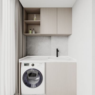 阳台洗手池 洗衣机 家居阳台