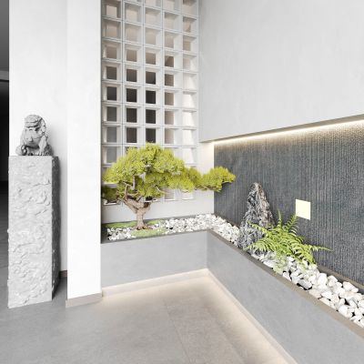 植物 花池 花坛 松树 造景 盆景