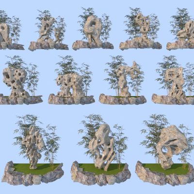 新中式太湖石组合