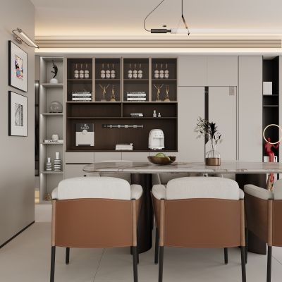 现代餐厅 餐边柜 餐桌椅 酒柜  餐桌
