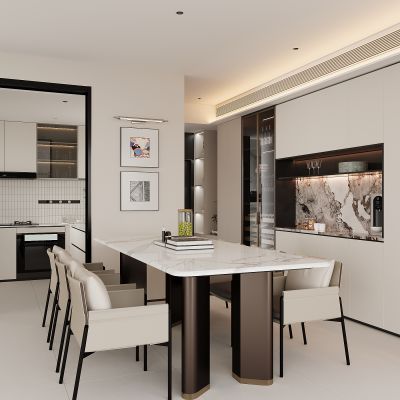 现代餐厅 餐边柜 餐桌椅 酒柜  餐桌