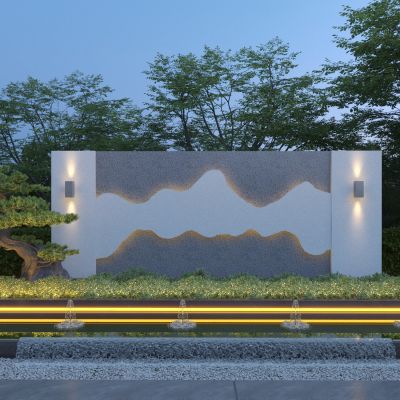 新中式山水景墙 庭院景墙