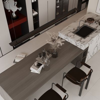 现代餐厅 餐边柜 餐桌椅 酒柜  餐桌