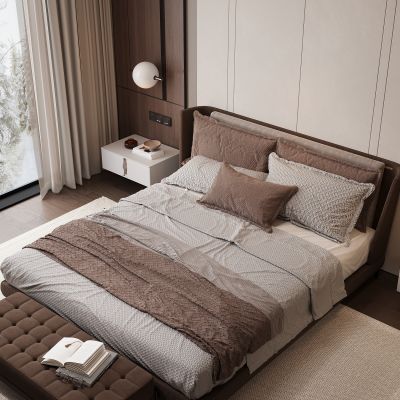 现代家居卧室 双人床 主卧 饰品摆件