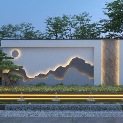 新中式山水景墙 庭院景墙