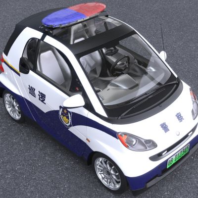 警察保安安保巡逻车带内饰