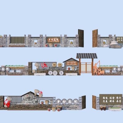 新中式景墙围墙_乡村景墙_民俗文化墙