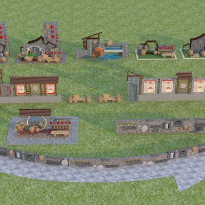 新中式乡村景墙围墙组合