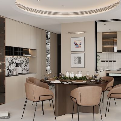 现代餐厅 餐边柜 餐桌椅 酒柜  餐桌