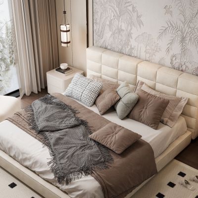 现代家居卧室 双人床 主卧 饰品摆件