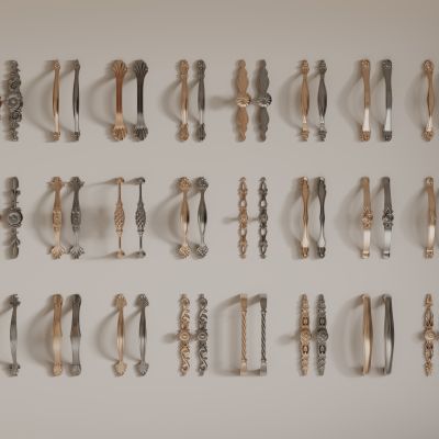 简欧金属门把手 欧式拉手组合