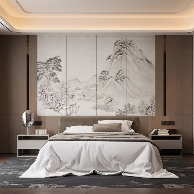 现代家居卧室 双人床 主卧 饰品摆件