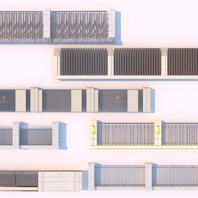 新中式住宅景墙围墙组合