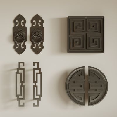 中式金属门把手 拉手组合