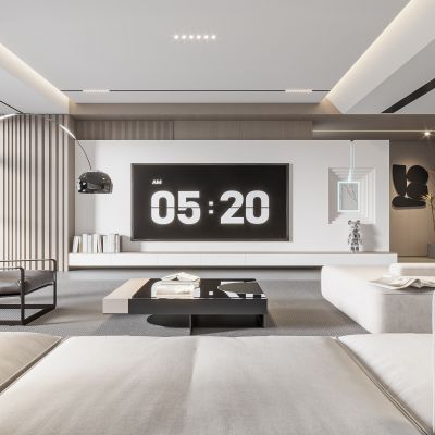 现代客厅 无主灯客厅 沙发组合 茶几组合 饰品摆件