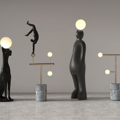 简约人形落地灯不锈钢铁艺布艺现代落中式欧式地灯