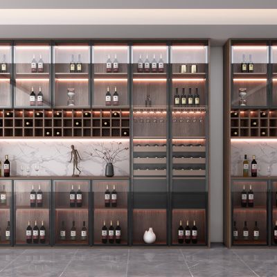 现代酒柜玻璃门装饰酒柜高柜边柜奶油风酒柜