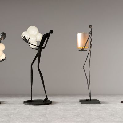 简约人形落地灯不锈钢铁艺布艺现代落中式欧式地灯