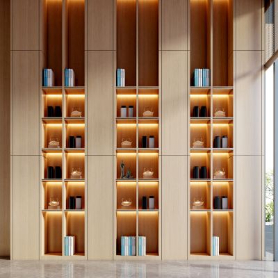 现代书柜玻璃门装饰办公室书柜奶油风书柜酒柜