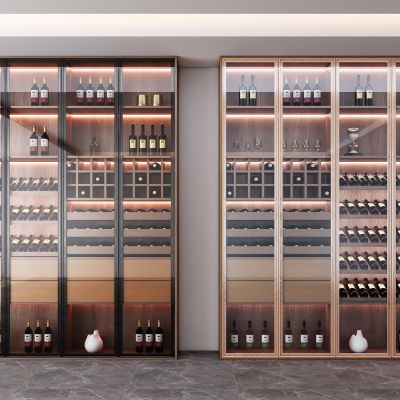 现代酒柜玻璃门装饰酒柜高柜边柜奶油风酒柜