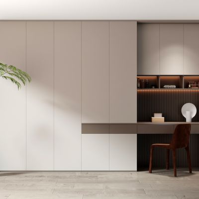 现代衣柜玻璃门衣帽间衣柜奶油风衣柜