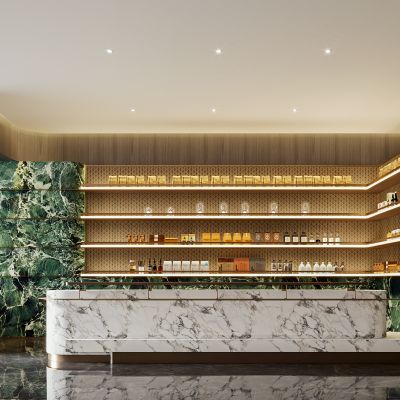 现代 售楼处水吧区 水吧台