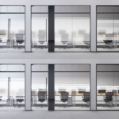 办公室白色彩色过道磨砂玻璃隔断贴膜