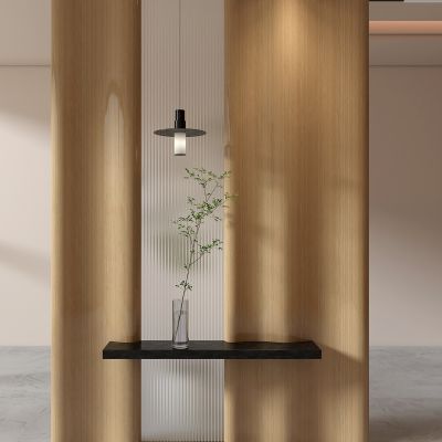 海浪屏风玄关长虹玻璃隔断端景墙3D模型