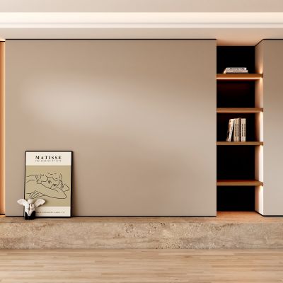 客餐厅侘寂奶油风电视沙发背景墙