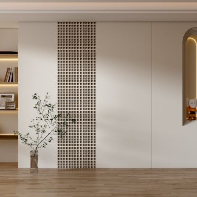 客餐厅侘寂奶油风电视沙发背景墙