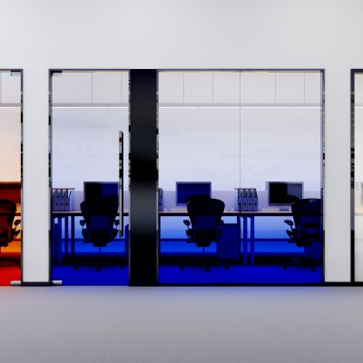 办公彩色透明渐变玻璃隔断