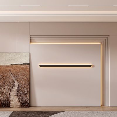 客餐厅侘寂奶油风电视沙发背景墙