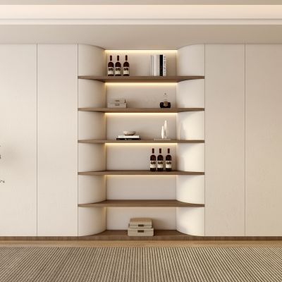 客餐厅侘寂奶油风电视沙发背景墙