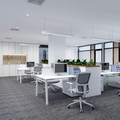 现代公司办公室员工办公区