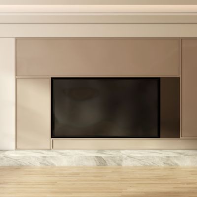 客餐厅侘寂奶油风电视沙发背景墙