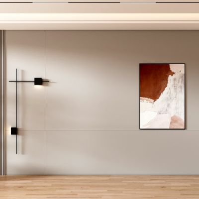 客餐厅侘寂奶油风电视沙发背景墙