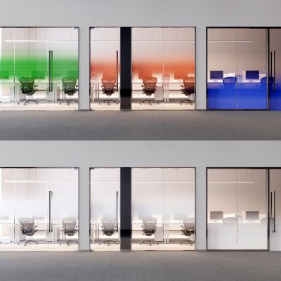 办公白色彩色渐变玻璃隔断