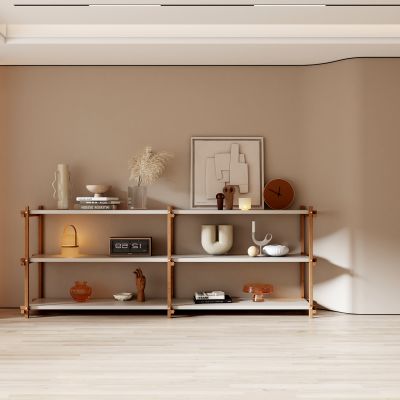 客餐厅侘寂奶油风电视沙发背景墙