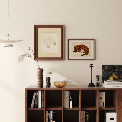  现代中古风挂画陈设摆件组合