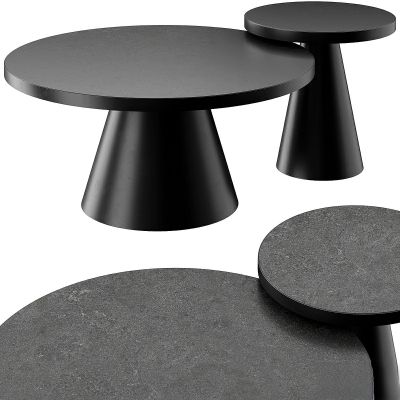 利兹圆形咖啡桌 - 黑色陶瓷咖啡桌和边桌