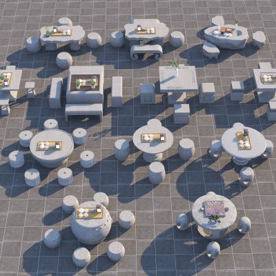 新中式户外石桌椅组合