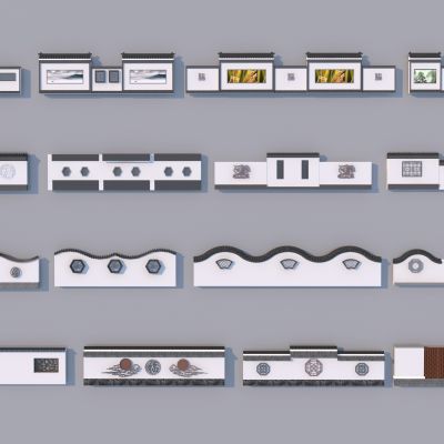 中式景墙围墙组合