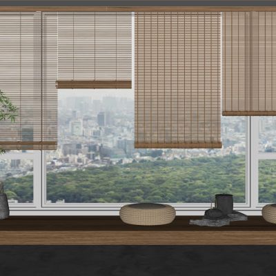 新中式窗帘竹帘席帘木帘折叠帘卷帘窗户帘百叶窗