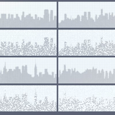 现代建筑轮廓孔板背景景墙_渐变穿孔板_随机穿孔板_穿孔铝板