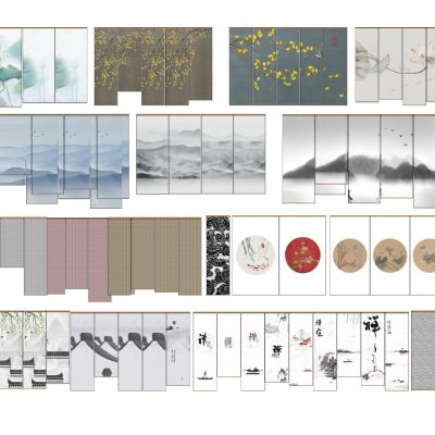 新中式山水帘窗帘席帘卷帘窗户百叶窗纱帘水墨画
