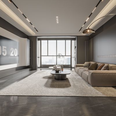 现代客厅 无主灯客厅 沙发组合 茶几组合 饰品摆件