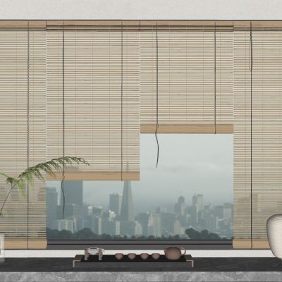 新中式窗帘百叶窗帘竹帘席帘木帘卷帘