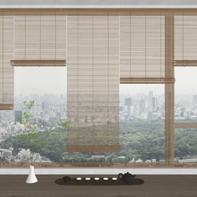 新中式窗帘百叶窗帘竹帘席帘木帘落地窗卷帘